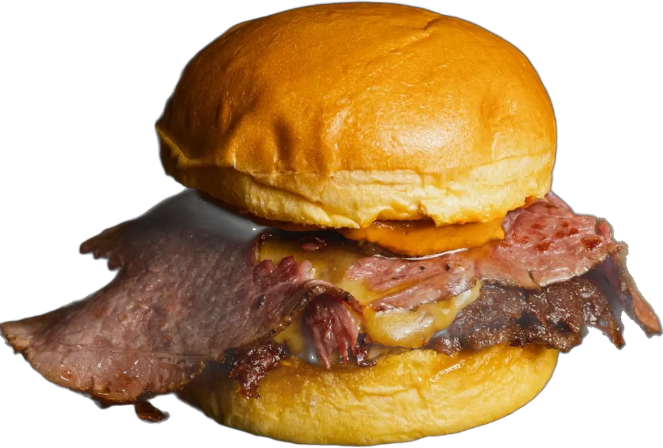 Gorila Smash con cheddar americano fundido y pastrami